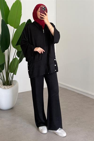 Çıtçıtlı Oyşo Takım - Siyah