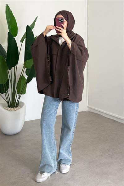 Çıtçıtlı Panço - Kahverengi