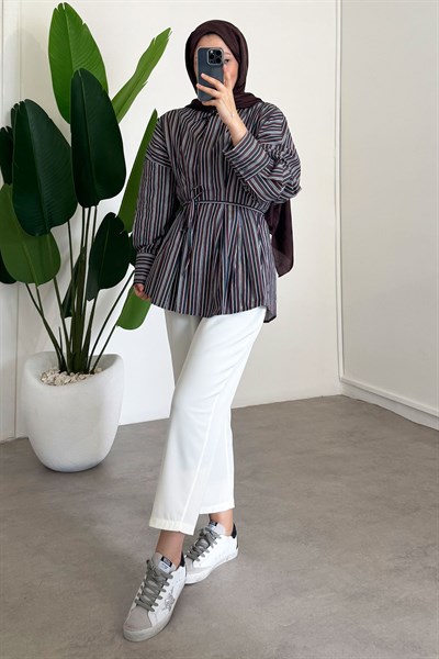 Çizgili Gömlek - Lacivert