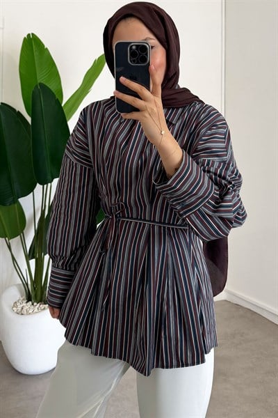 Çizgili Gömlek - Lacivert