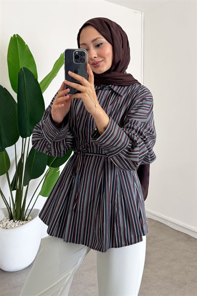 Çizgili Gömlek - Lacivert