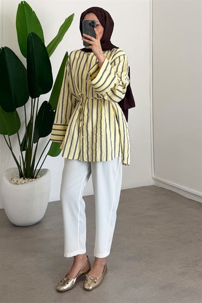 Çizgili Gömlek - Sarı