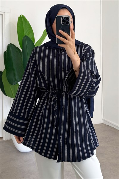 Çizgili Gömlek - Siyah