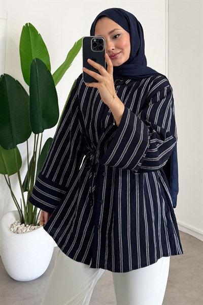 Çizgili Gömlek - Siyah