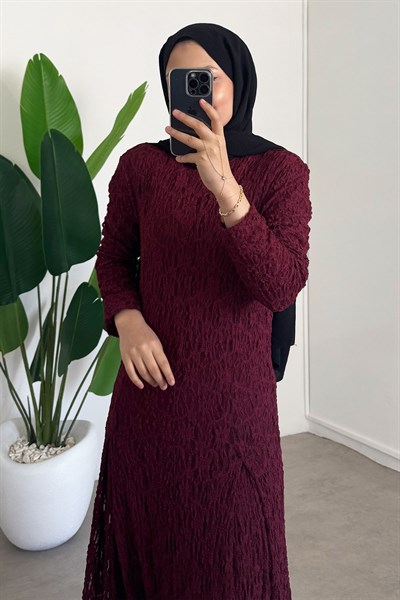 Dantelli Elbise - Bordo