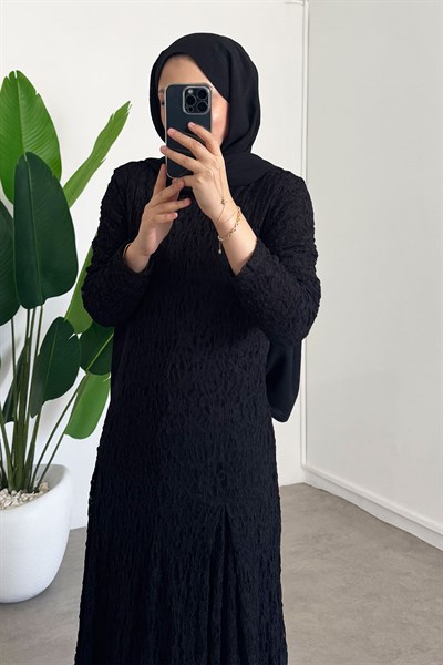 Dantelli Elbise - Siyah