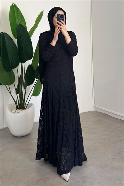 Dantelli Elbise - Siyah