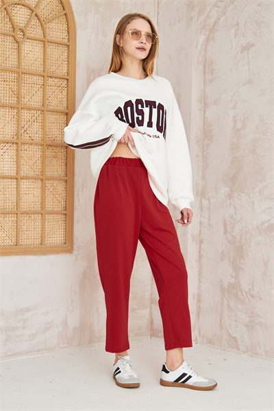 Dar Paça Pantolon - Kırmızı