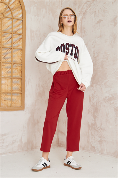 Dar Paça Pantolon - Kırmızı