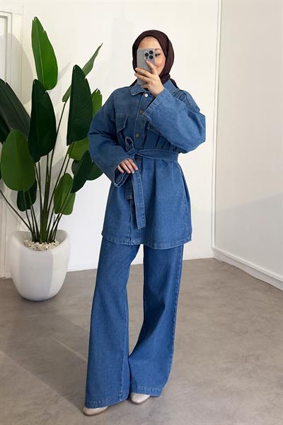 Denim Cepli Takım - Açık Kot
