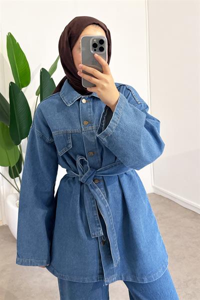 Denim Cepli Takım - Açık Kot