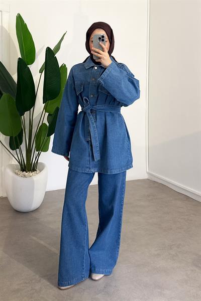 Denim Cepli Takım - Açık Kot