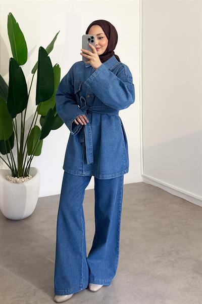 Denim Cepli Takım - Açık Kot