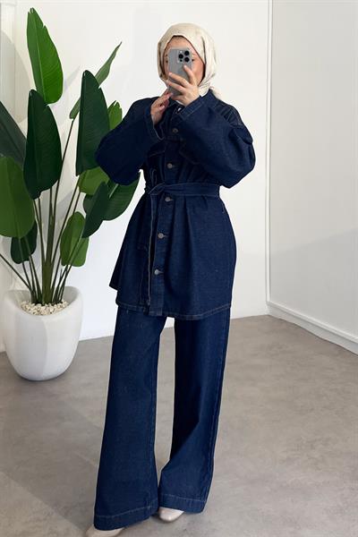 Denim Cepli Takım - Koyu Kot