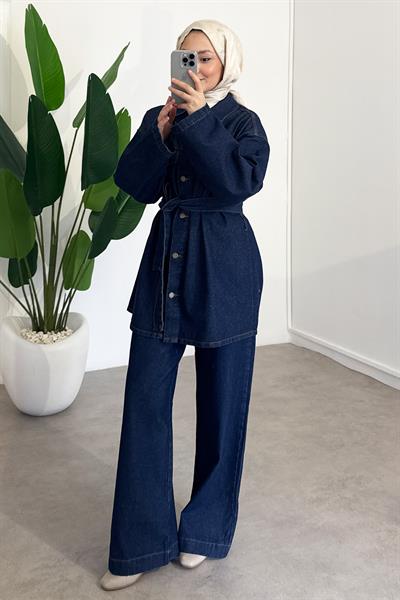 Denim Cepli Takım - Koyu Kot