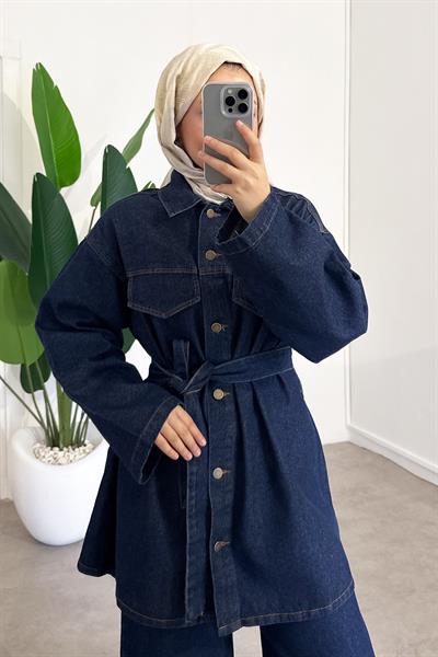 Denim Cepli Takım - Koyu Kot