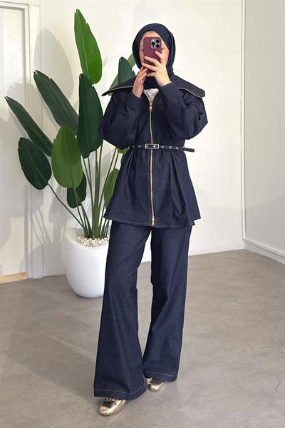 Denim Kemerli Takım - Lacivert