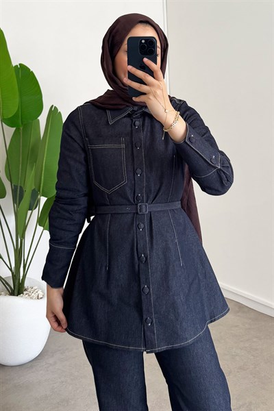Denim Kemerli Takım - Lacivert