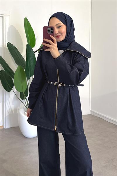 Denim Kemerli Takım - Lacivert