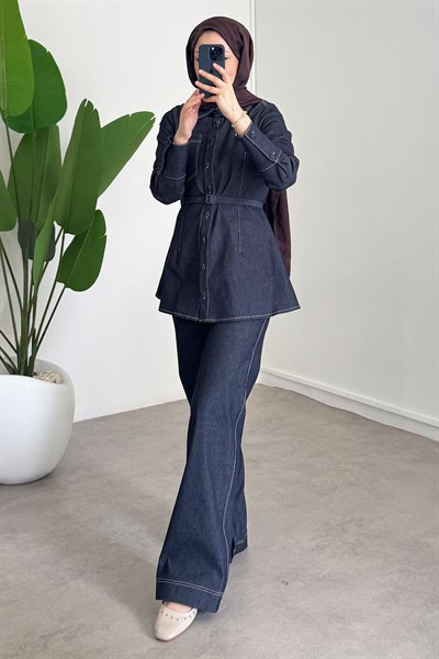 Denim Kemerli Takım - Lacivert