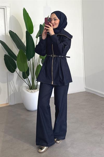 Denim Kemerli Takım - Lacivert