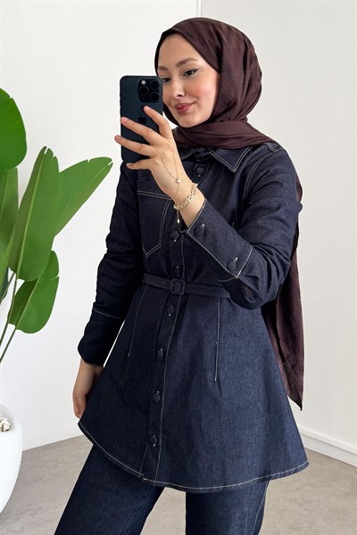 Denim Kemerli Takım - Lacivert