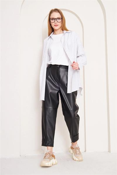 Deri Pantolon 4-6616 - SİYAH