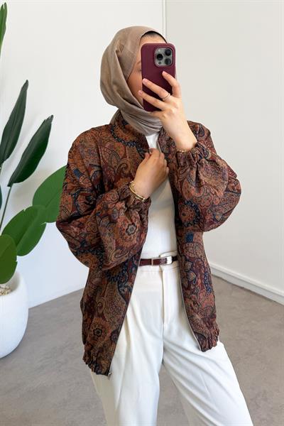 Desenli Ceket - Kahverengi