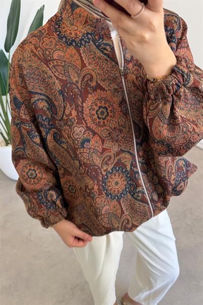 Desenli Ceket - Kahverengi