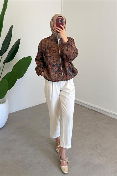 Desenli Ceket - Kahverengi