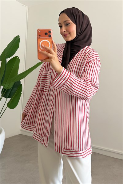 Dügme Detay Kimono - Beyaz