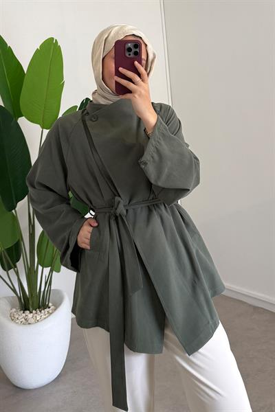 Düğme Detaylı Tunik - Haki Yeşil