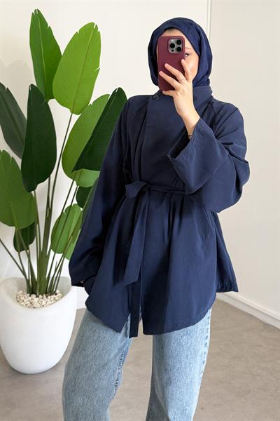 Düğme Detaylı Tunik - Lacivert