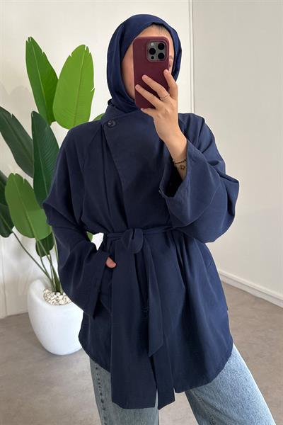 Düğme Detaylı Tunik - Lacivert