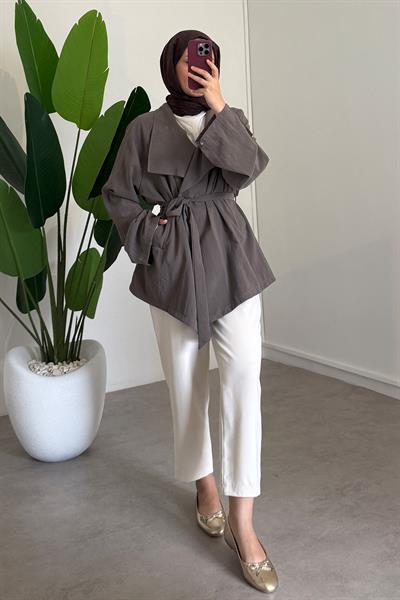 Düğme Detaylı Tunik - Vizon