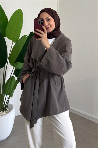 Düğme Detaylı Tunik - Vizon