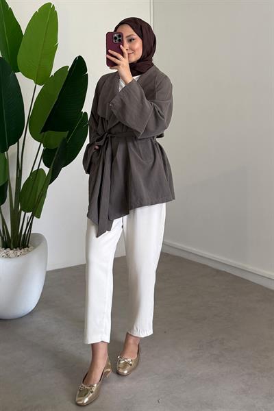 Düğme Detaylı Tunik - Vizon