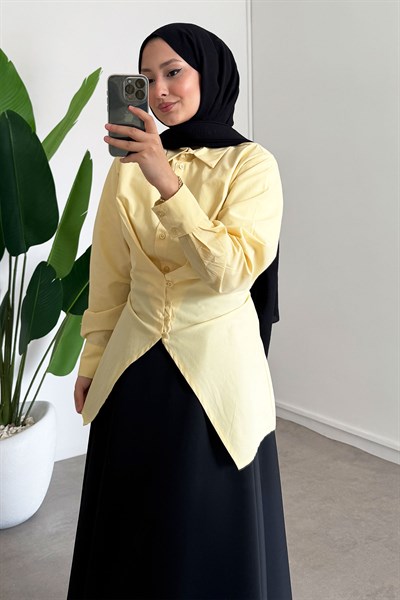 Düğmeli Gömlek - Sarı
