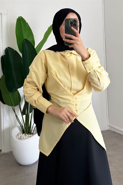 Düğmeli Gömlek - Sarı