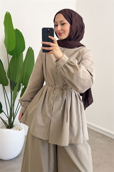 Dügmeli Keten Takım - Vizon