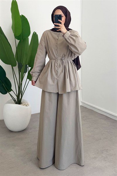 Dügmeli Keten Takım - Vizon