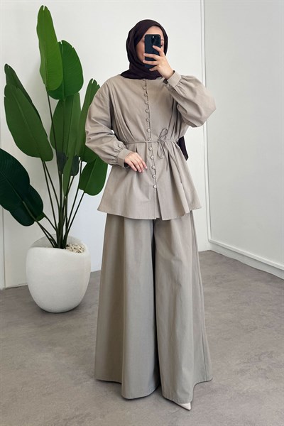 Dügmeli Keten Takım - Vizon