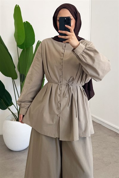 Dügmeli Keten Takım - Vizon