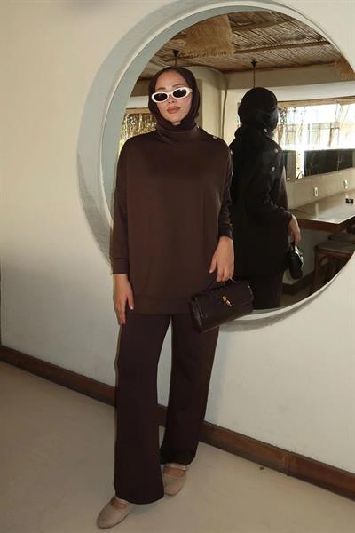 DÜGMELİ SCUBA TAKIM 9-52817 - KAHVERENGİ
