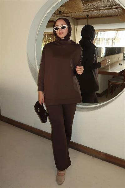DÜGMELİ SCUBA TAKIM 9-52817 - KAHVERENGİ
