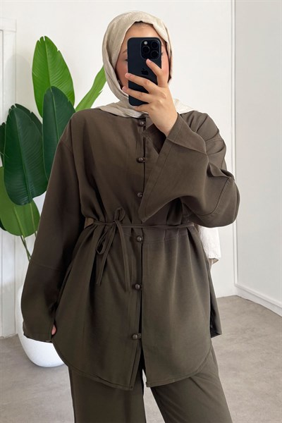 Düğmeli Takım - Haki Yeşil 