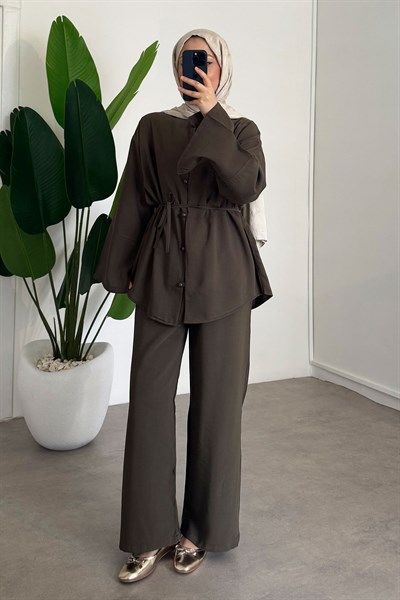 Düğmeli Takım - Haki Yeşil 