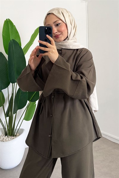 Düğmeli Takım - Haki Yeşil 