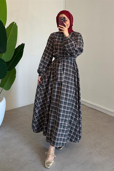 Ekose Elbise - Antrast