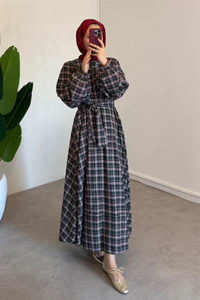 Ekose Elbise - Antrast